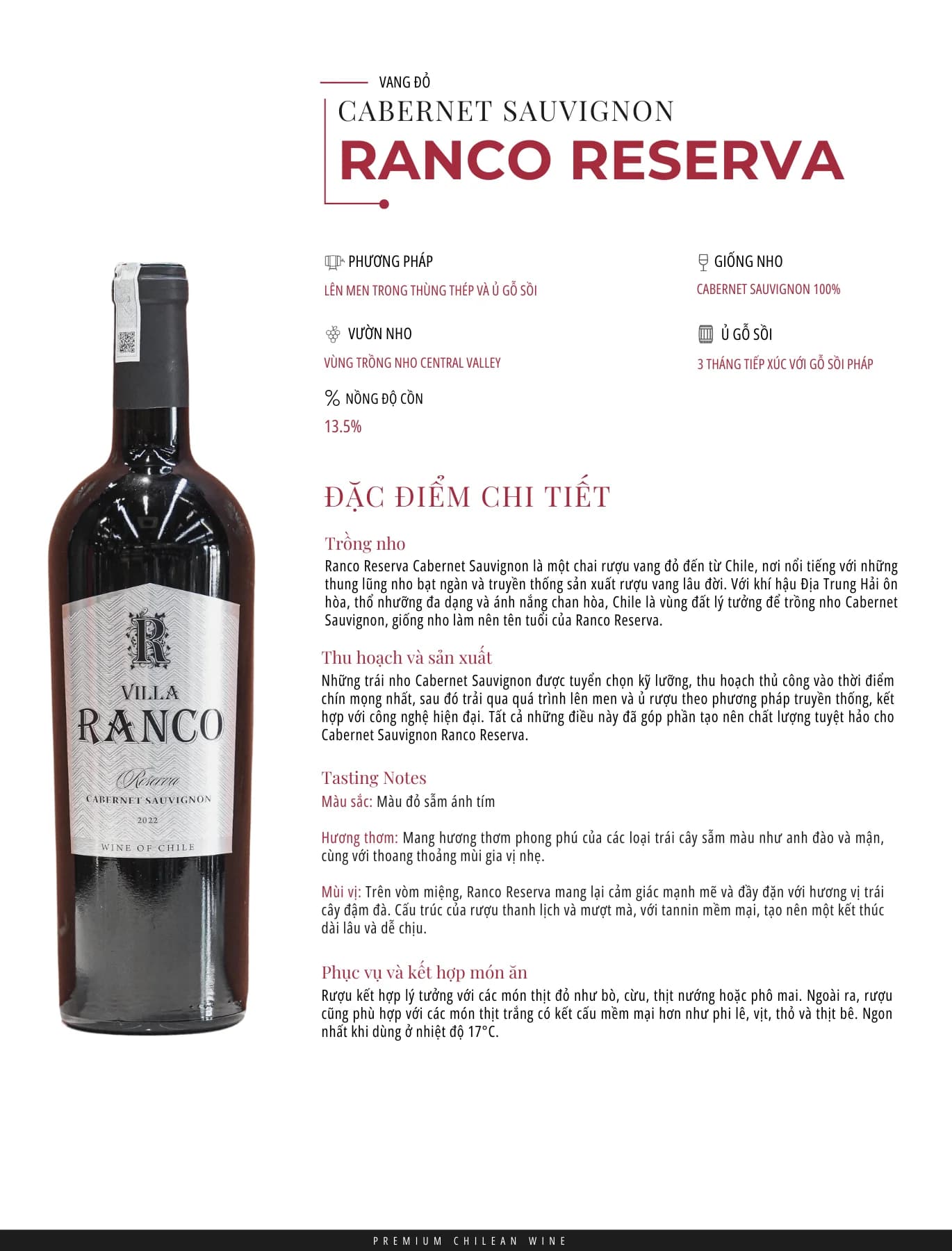 Tasting Notes Cabernet Sauvignon Ranco Reserva