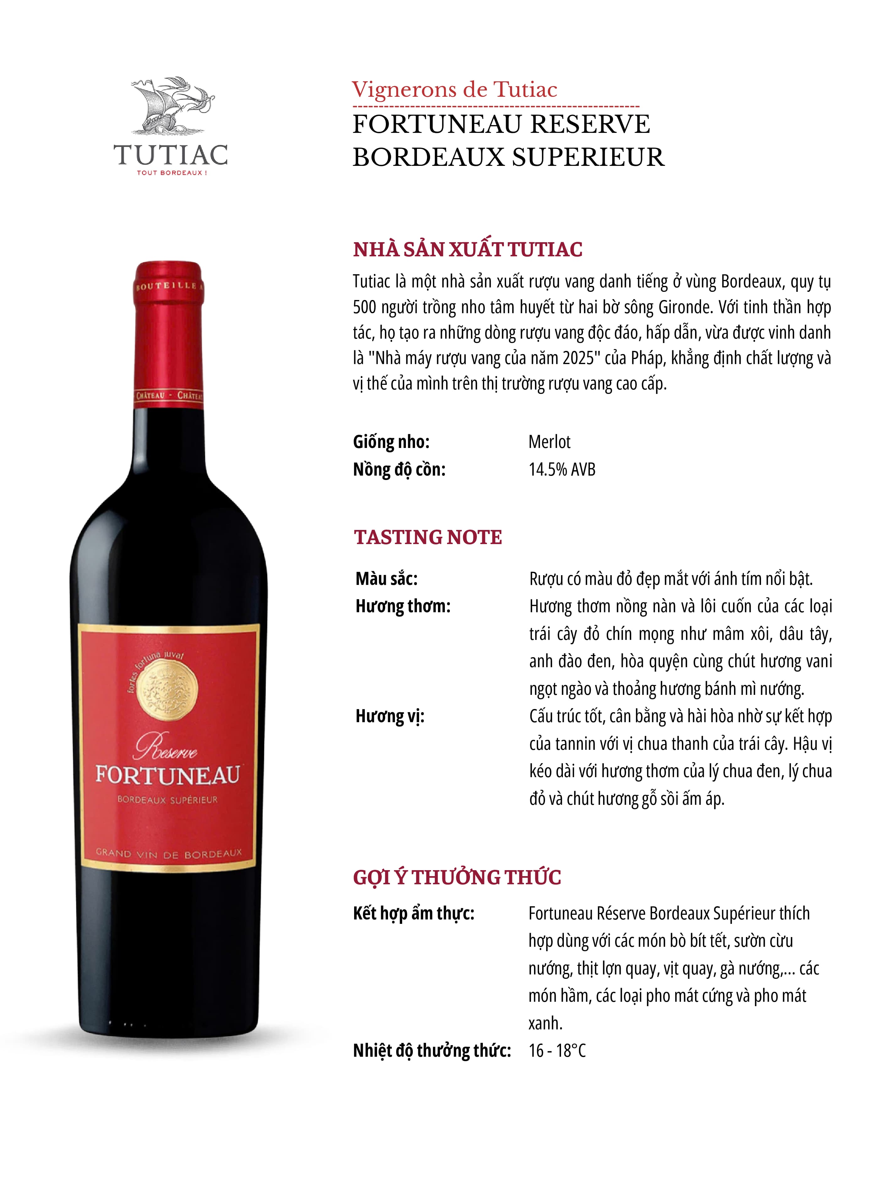 Tasting Notes Fortuneau Reserve Bordeaux Superieur