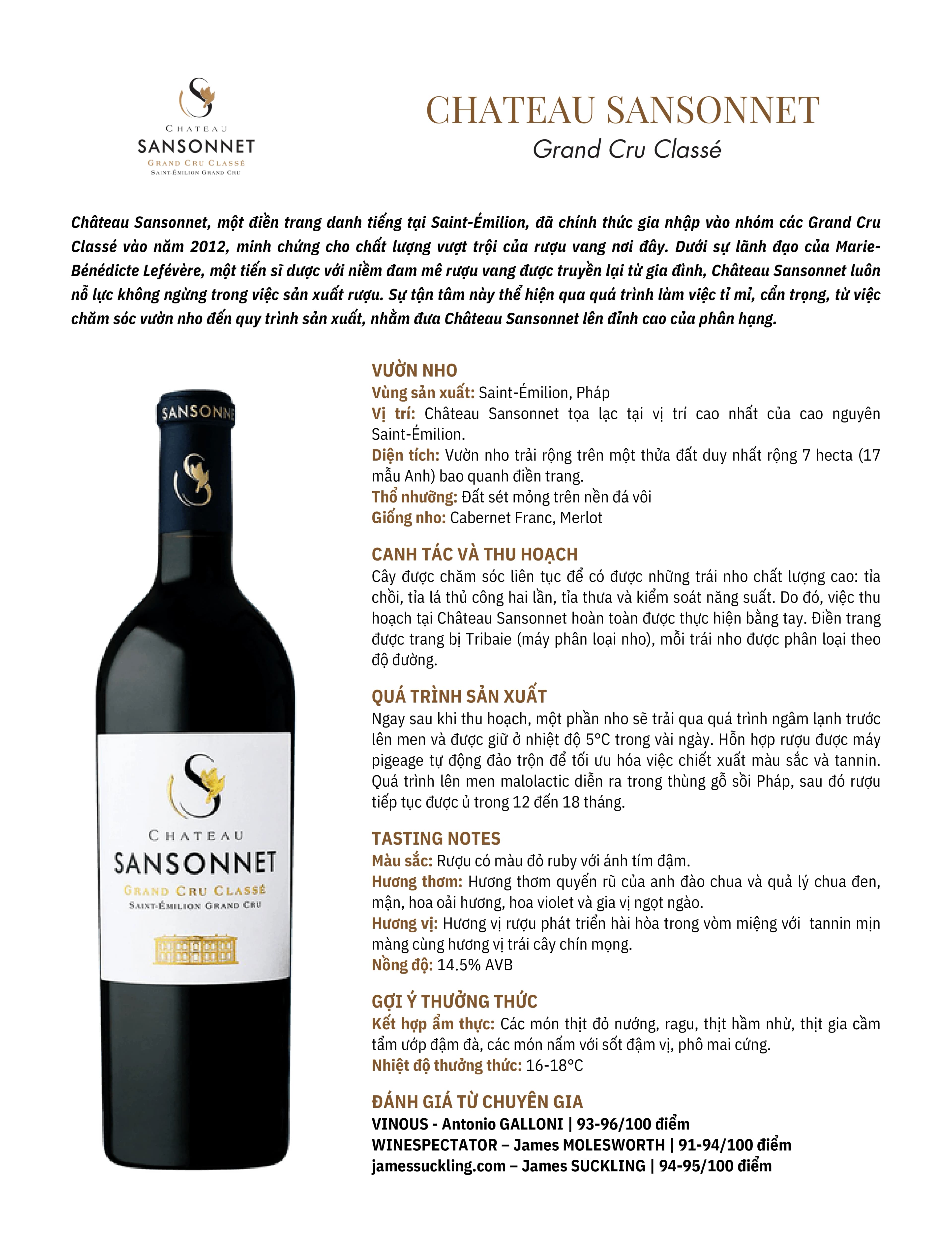 Tasting Notes Chateau Sansonnet