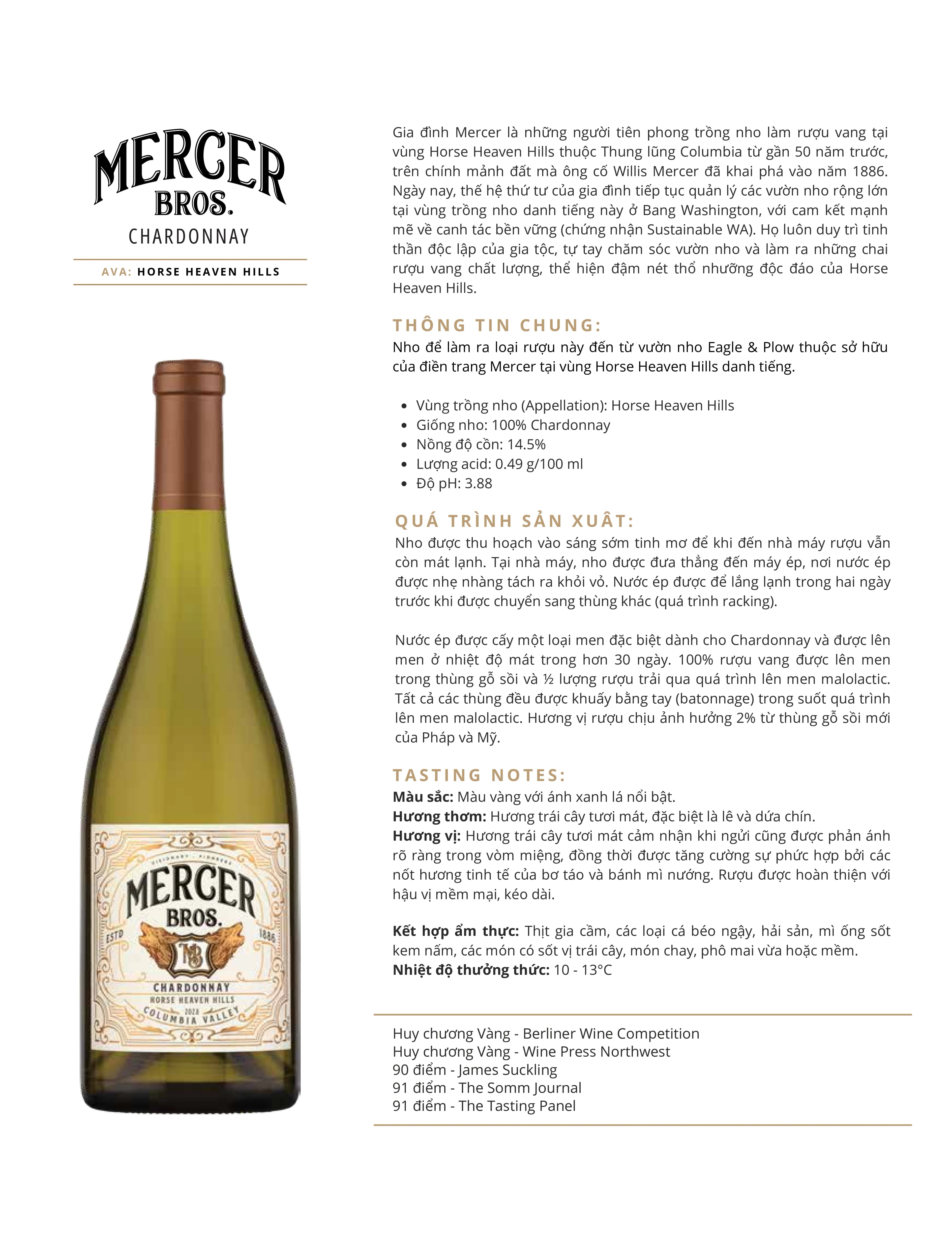 Tasting Notes Mercer Bros Chardonnay