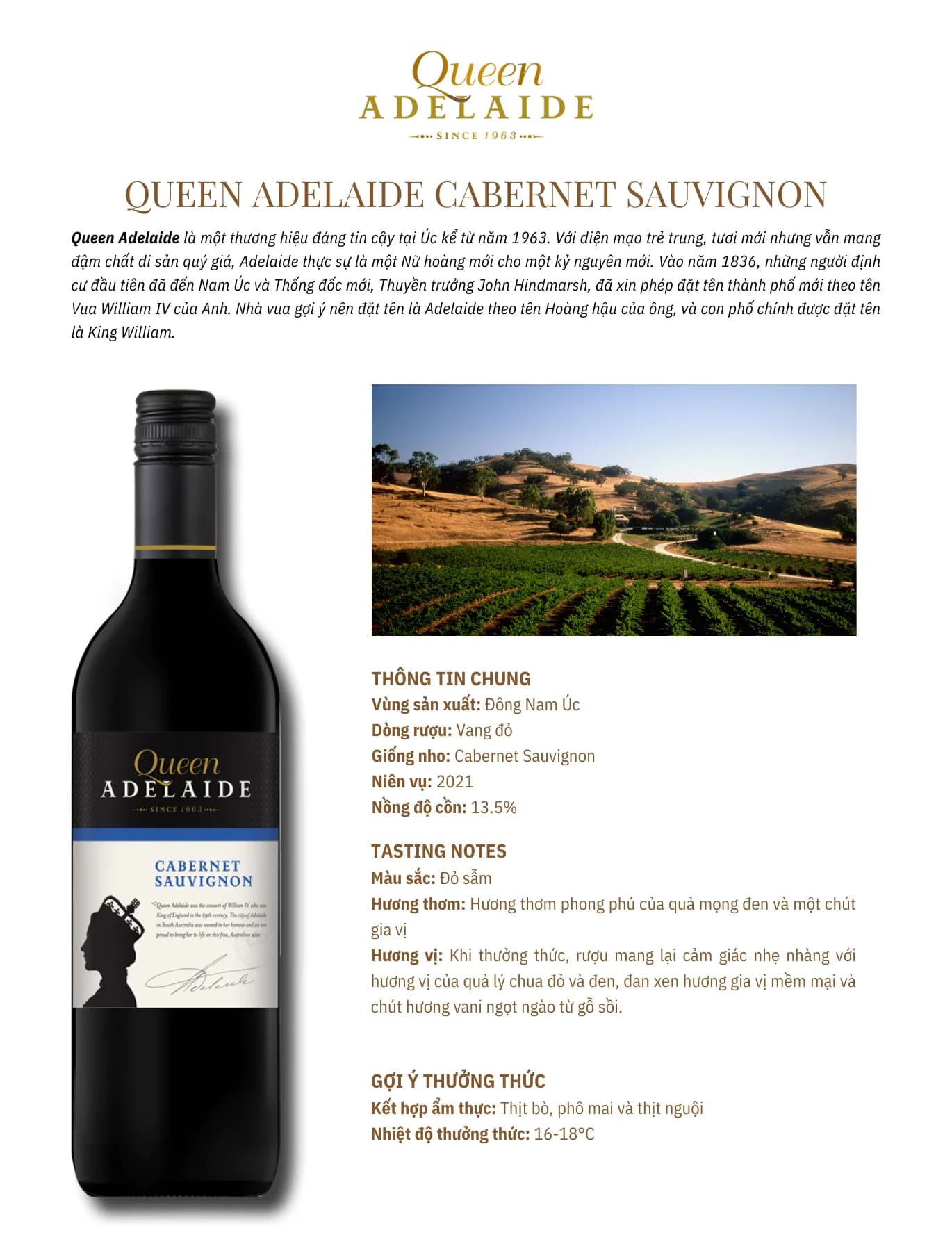 Tasting Notes Queen Adelaide Cab Sau