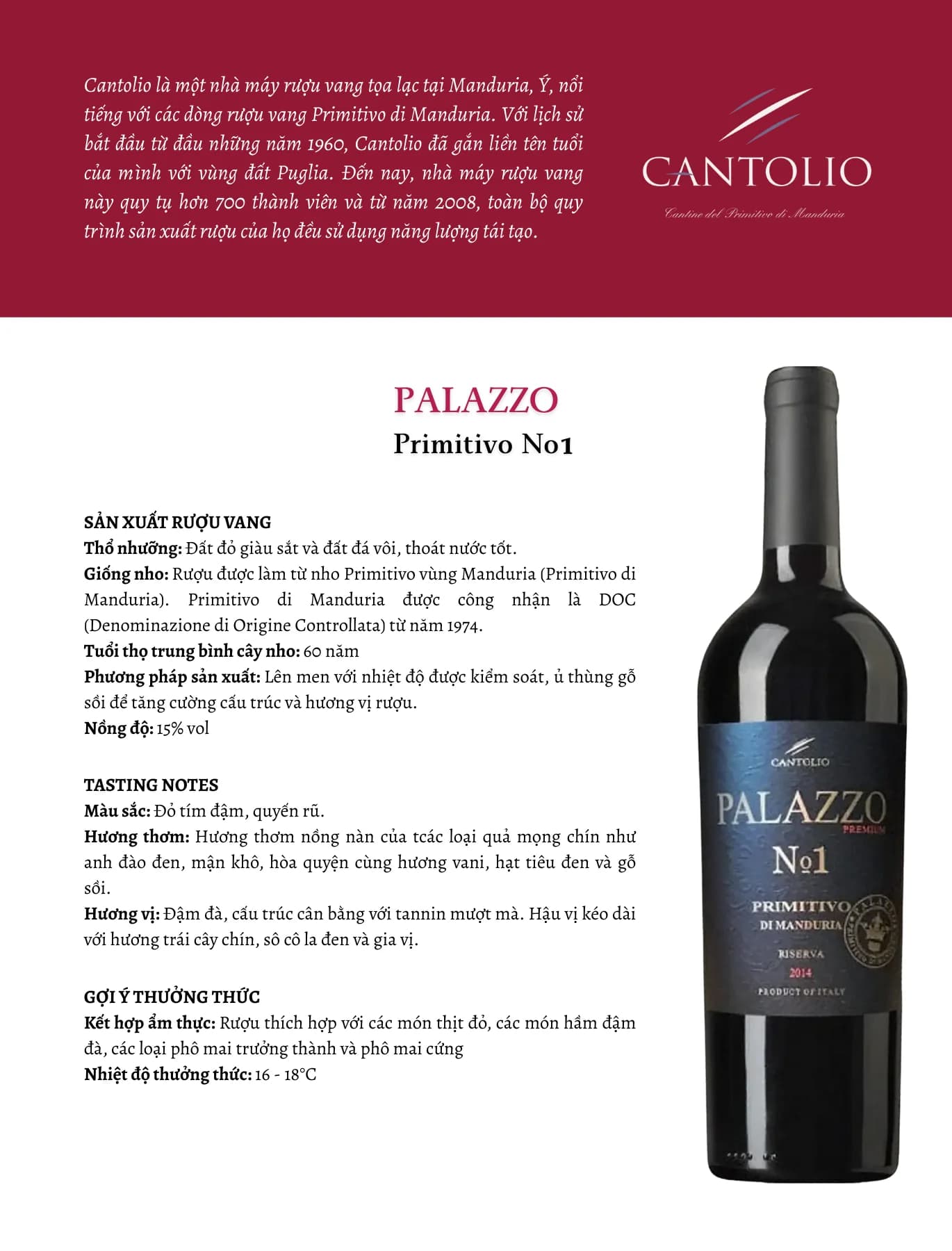 Tasting Notes Palazzo Primitivo No1