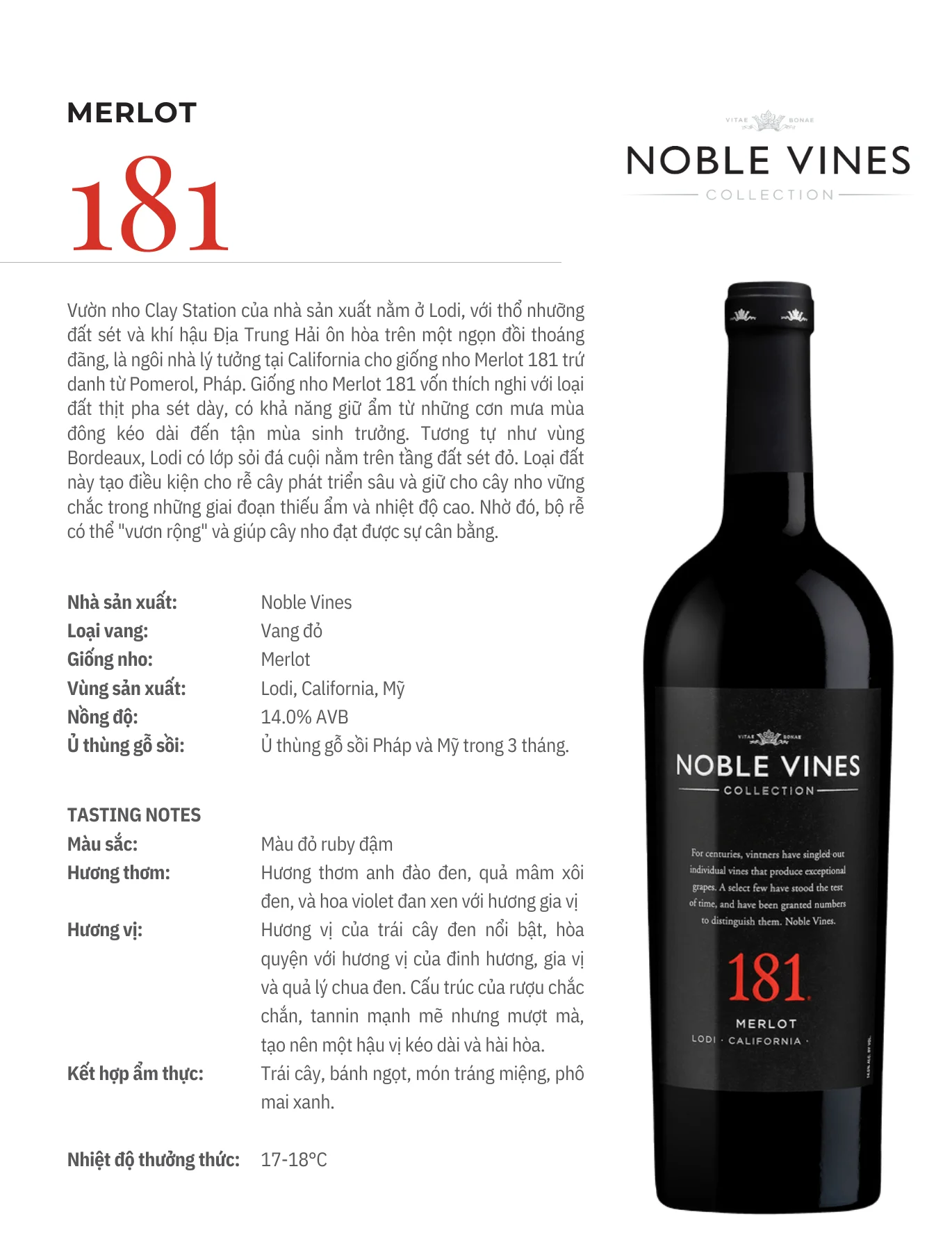 Tasting Notes 181 Noble Vines
