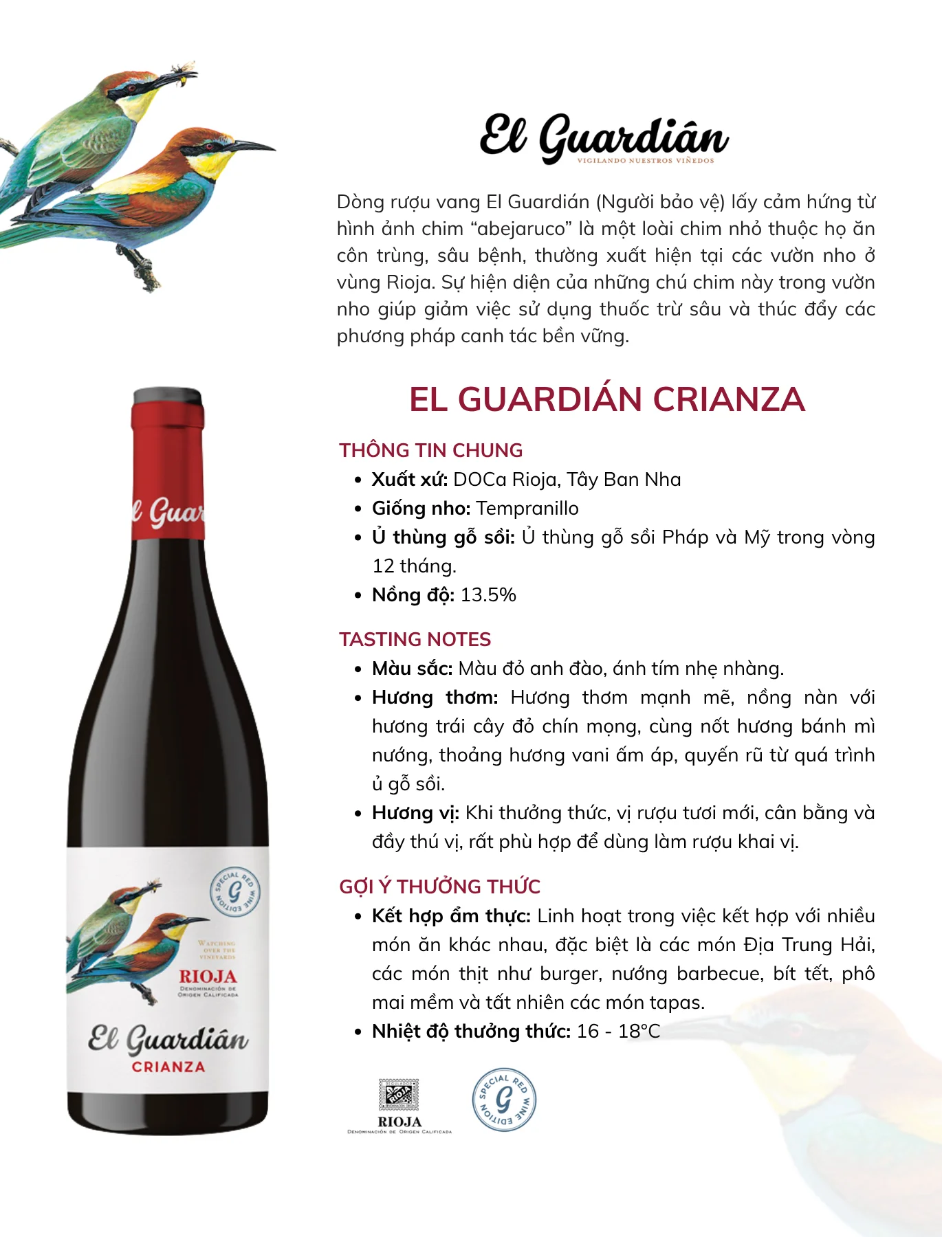 Tasting Notes El Guardian Crianza