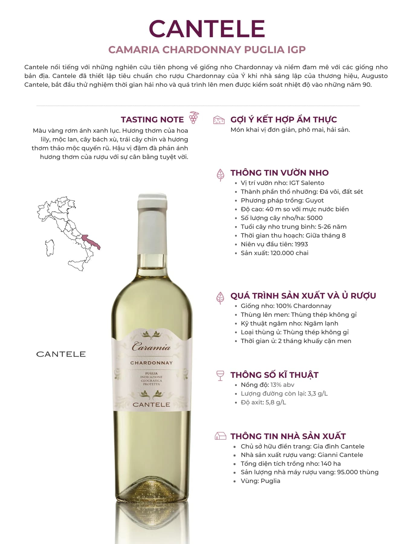 Tasting Notes Cantele Caramia Chardonnay