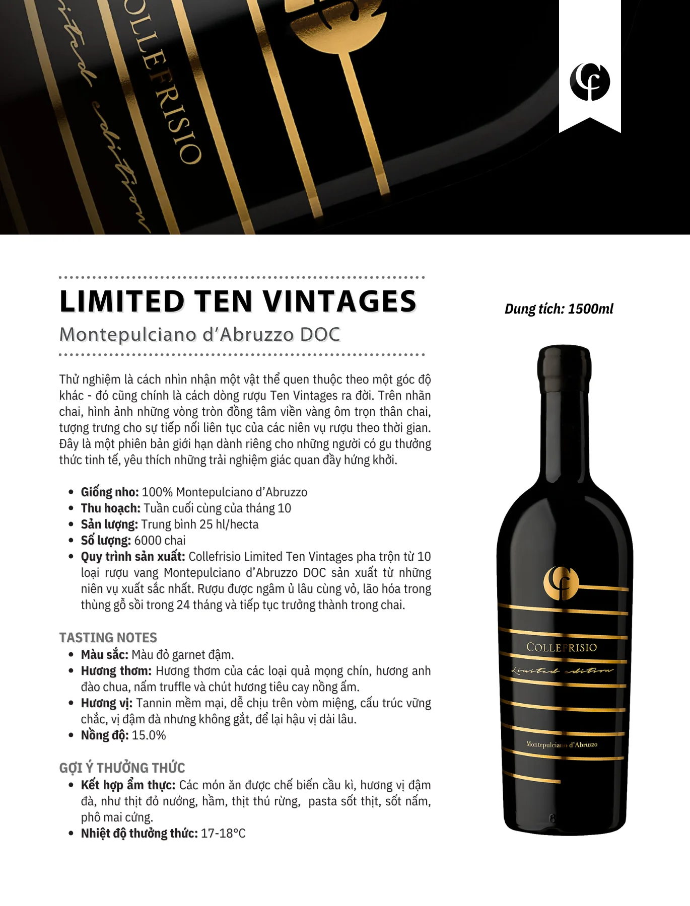 Tasting Notes Collefrisio Limited Ten Vintages 1500ml