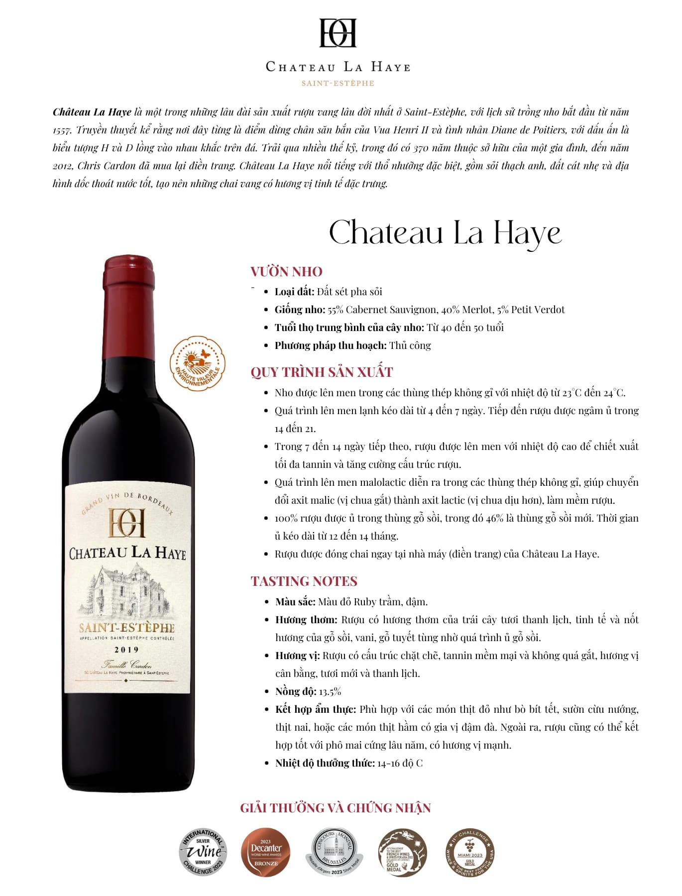 Tasting Notes Chateau La Haye