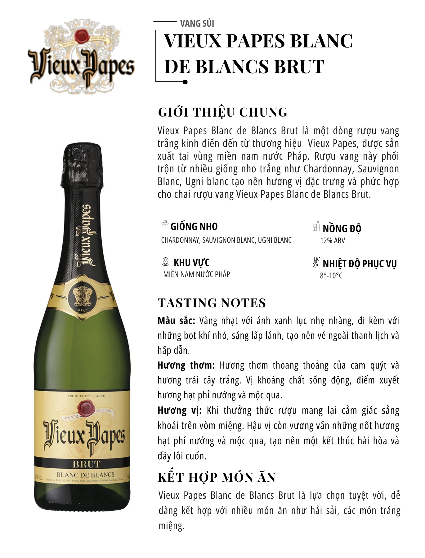 Tasting Notes Vieux Papes Blanc De Blancs Brut