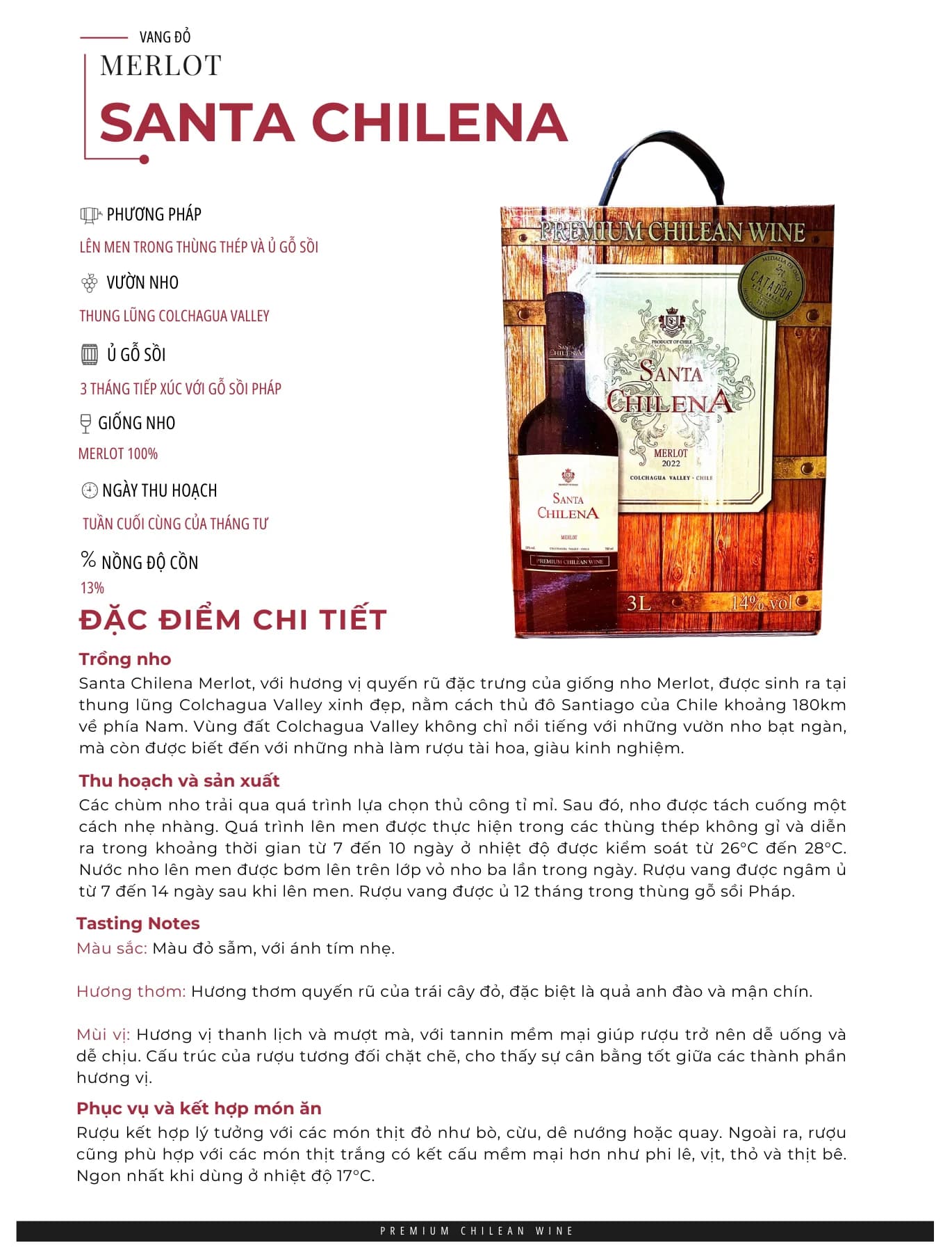 Tasting Notes Merlot Santa Chilena 3l