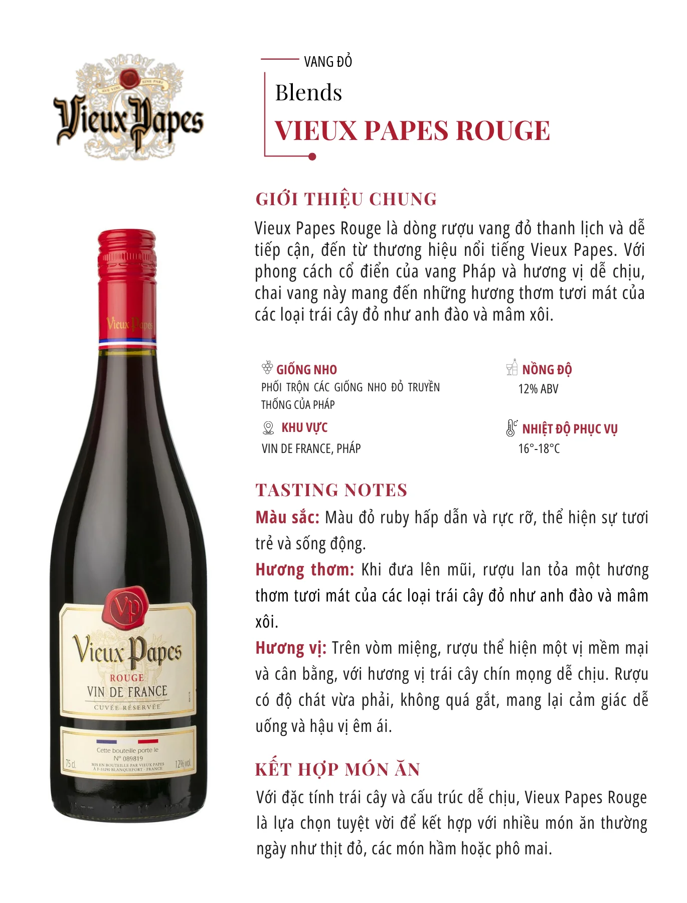 Tasting Notes Vieux Papes Rouge