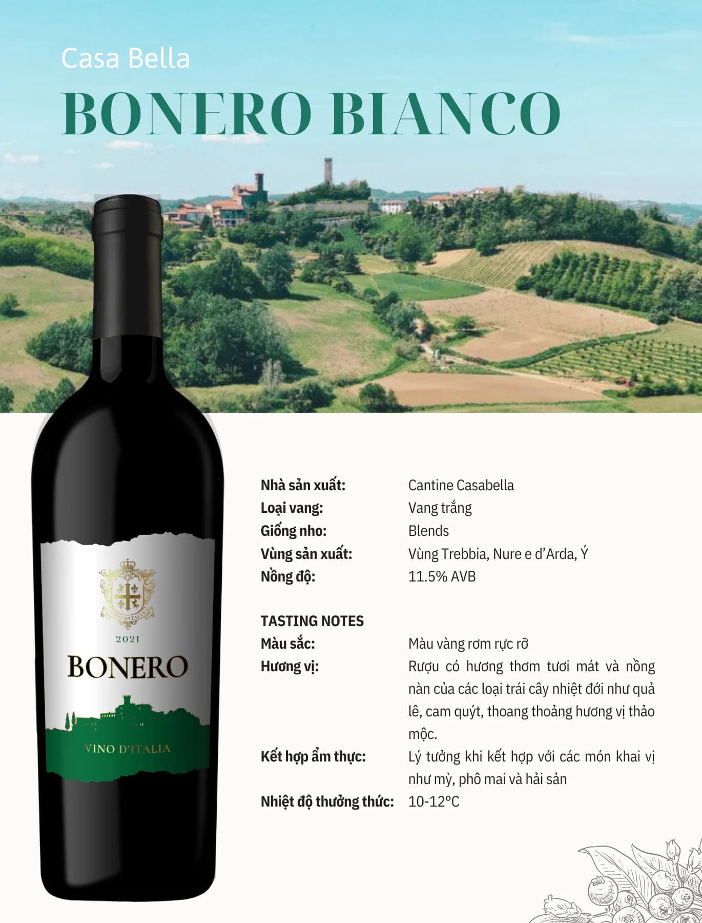 Tasting Notes Bonero Bianco