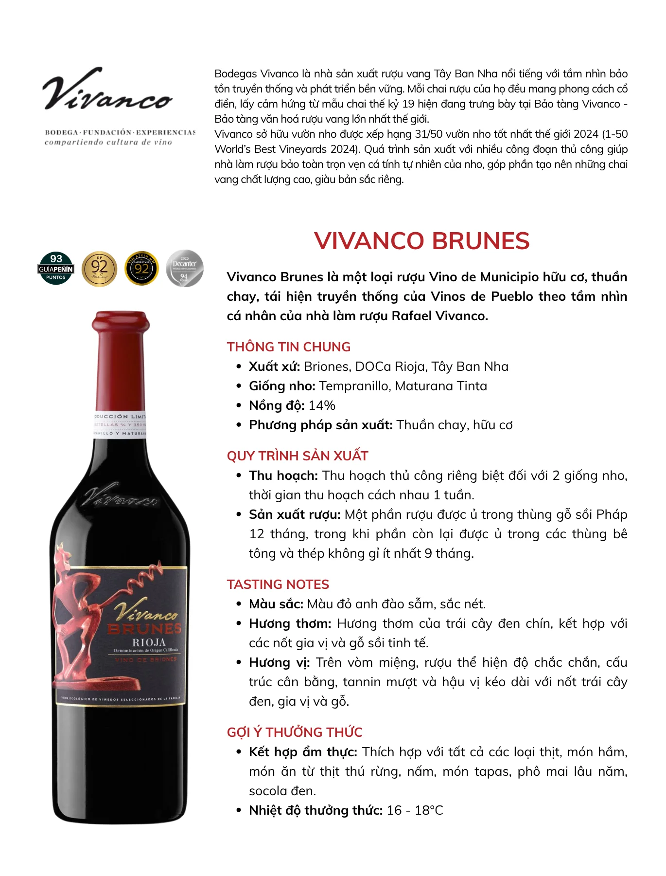 Tasting Notes Vivanco Brunes