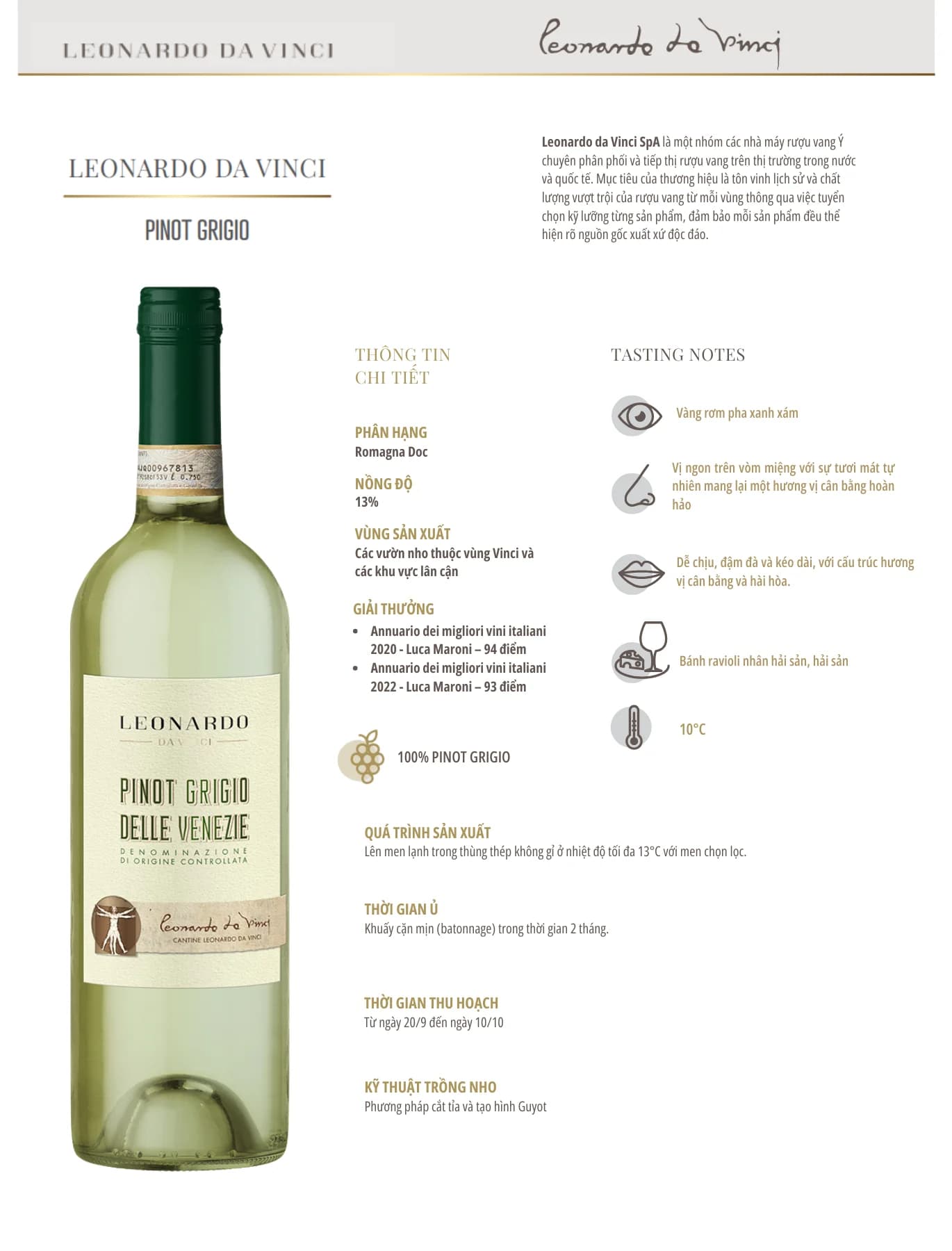Tasting Notes Leonardo Pinot Grigio Delle Venezie