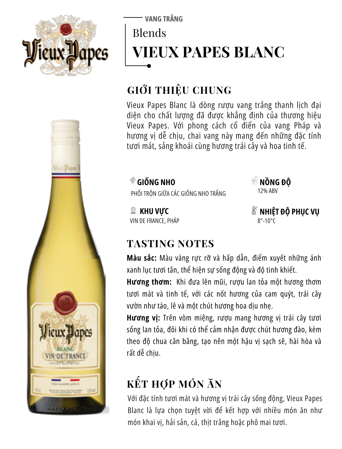 Tasting Notes Vieux Papes Blanc
