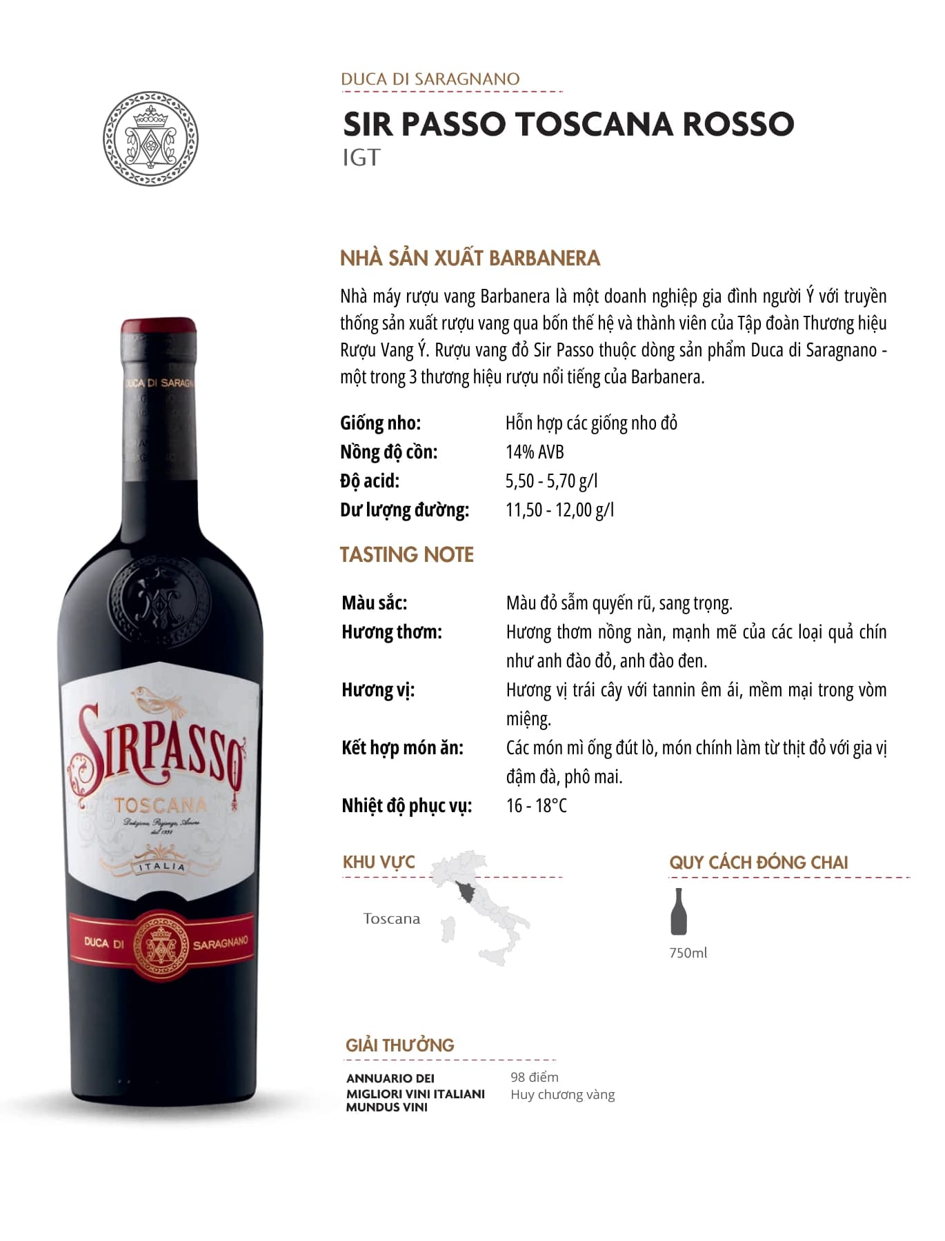 Tasting Notes Sir Passo