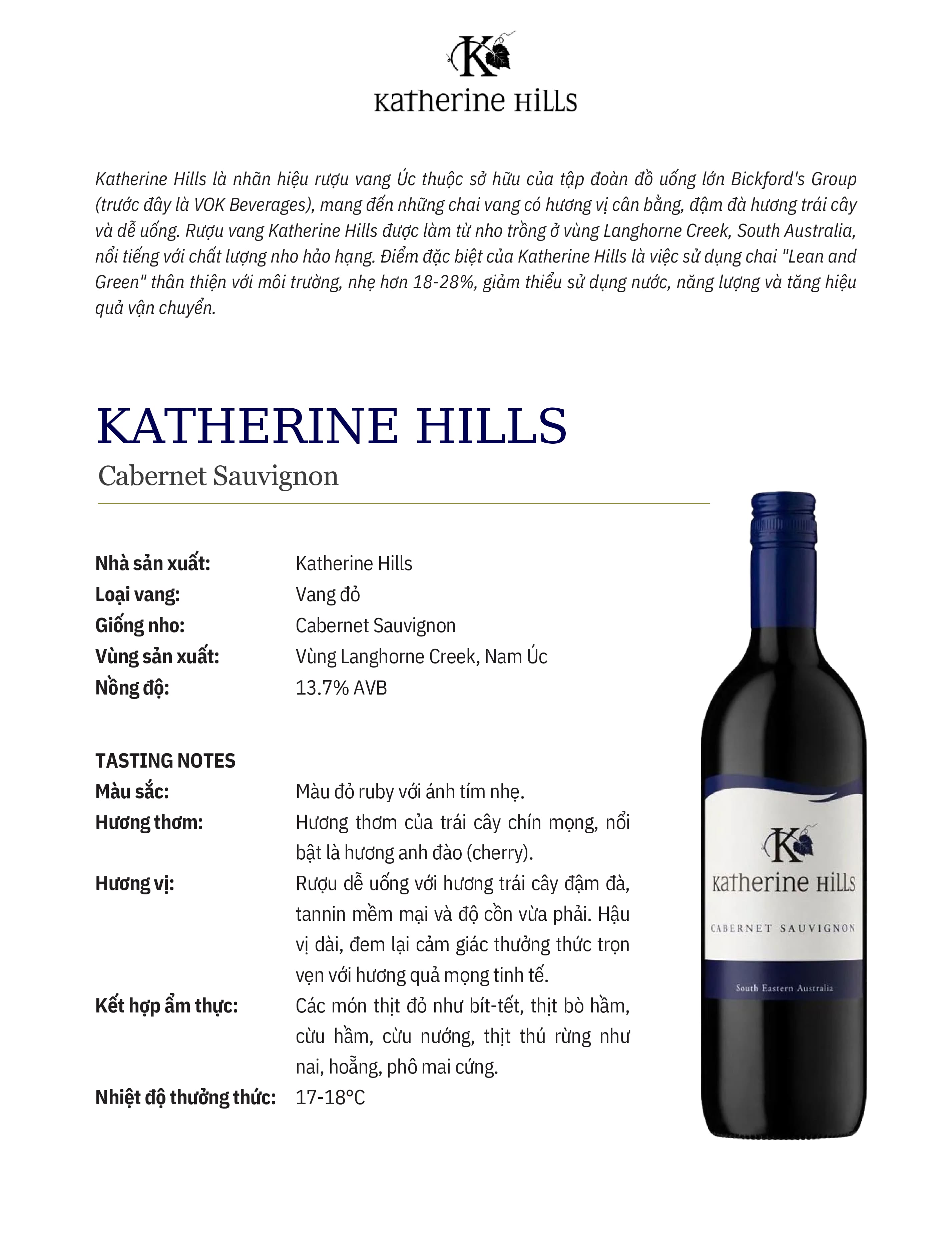 Tasting Notes Katherine Hills Cabernet Sauvignon