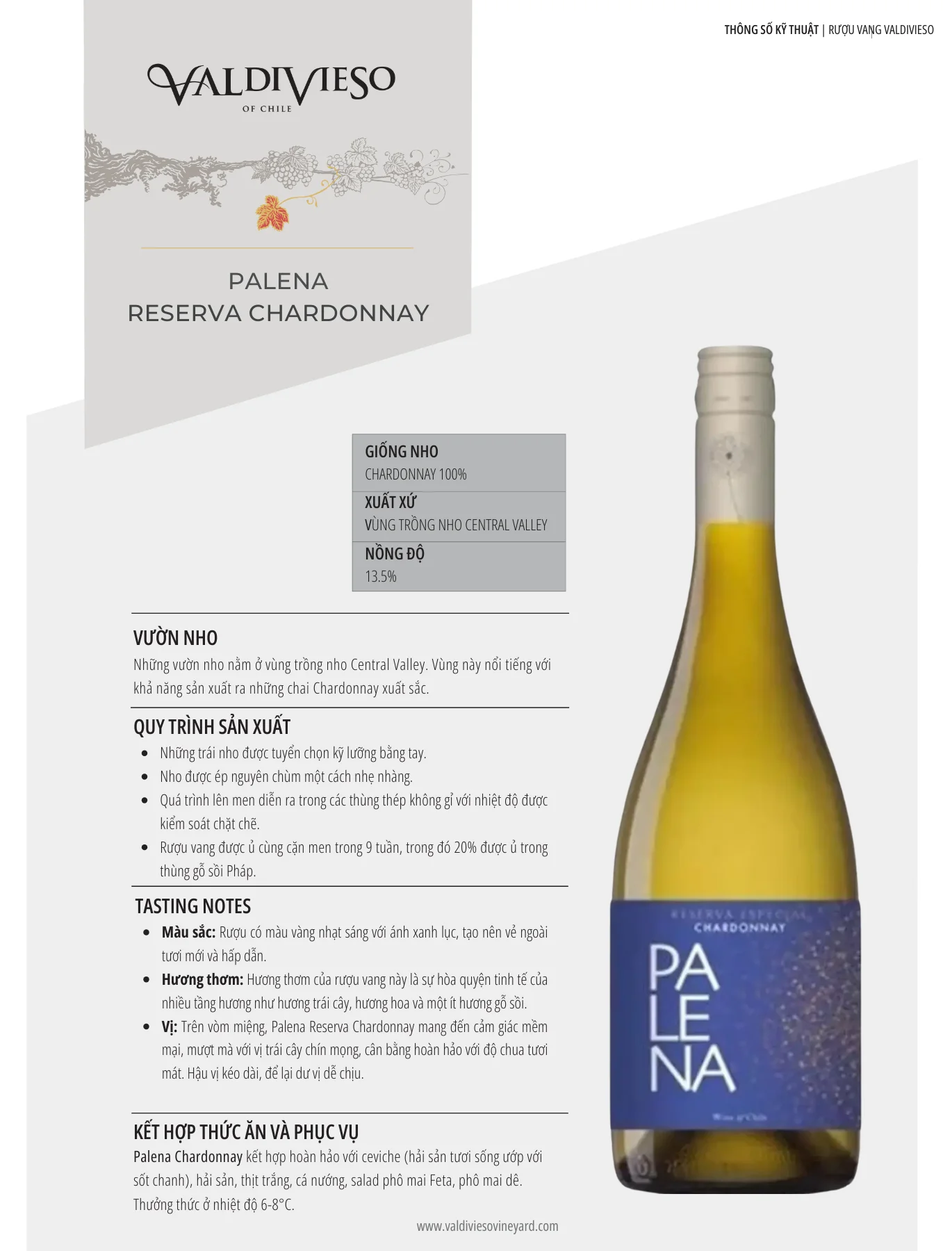 Tasting Notes Palena Reserva Chardonnay