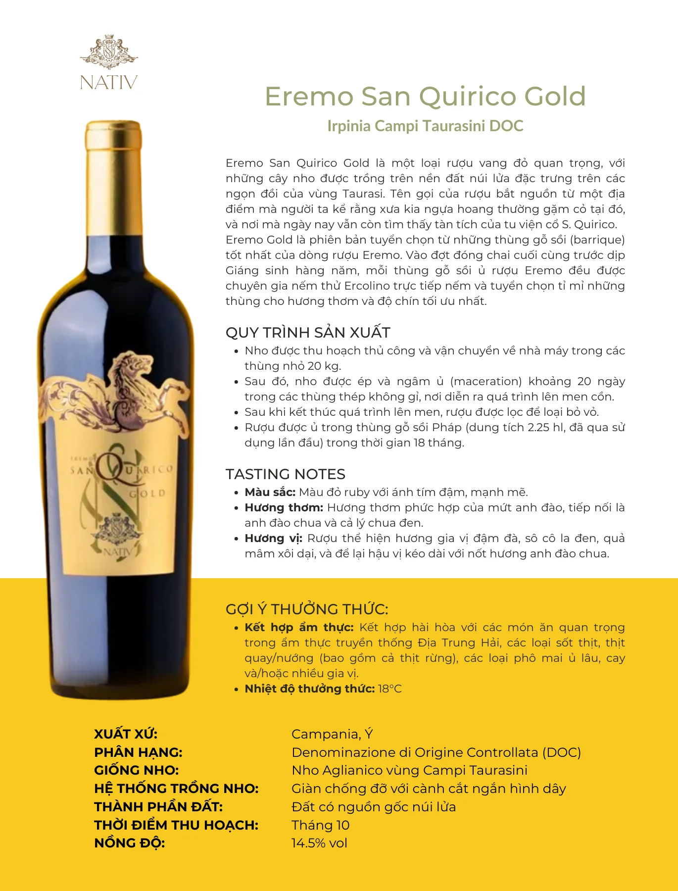 Tasing Notes Eremo San Quirico Gold