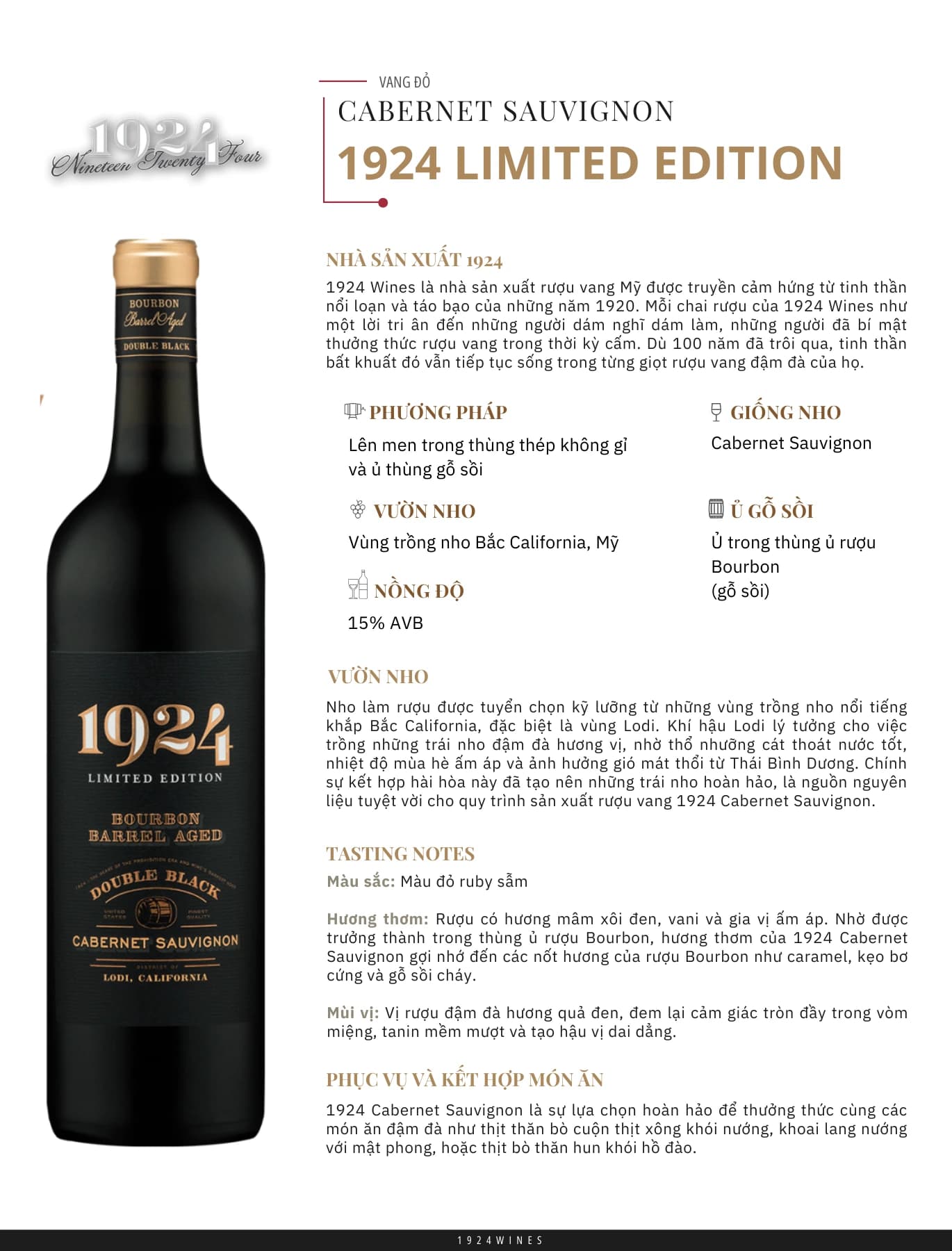 Tasting Notes 1924 Cabernet Sauvignon Limited Edition