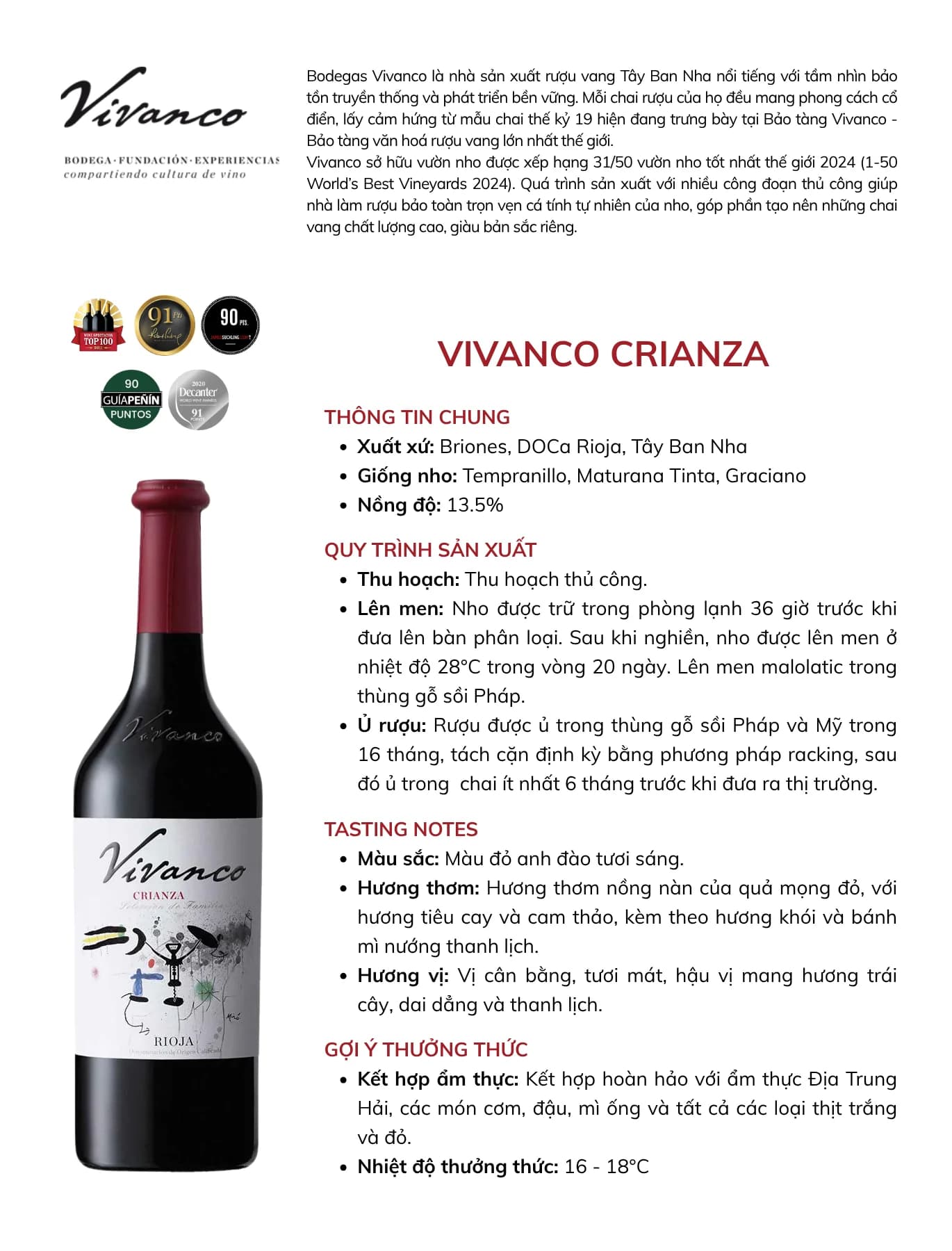 Tasting Notes Vivanco Crianza