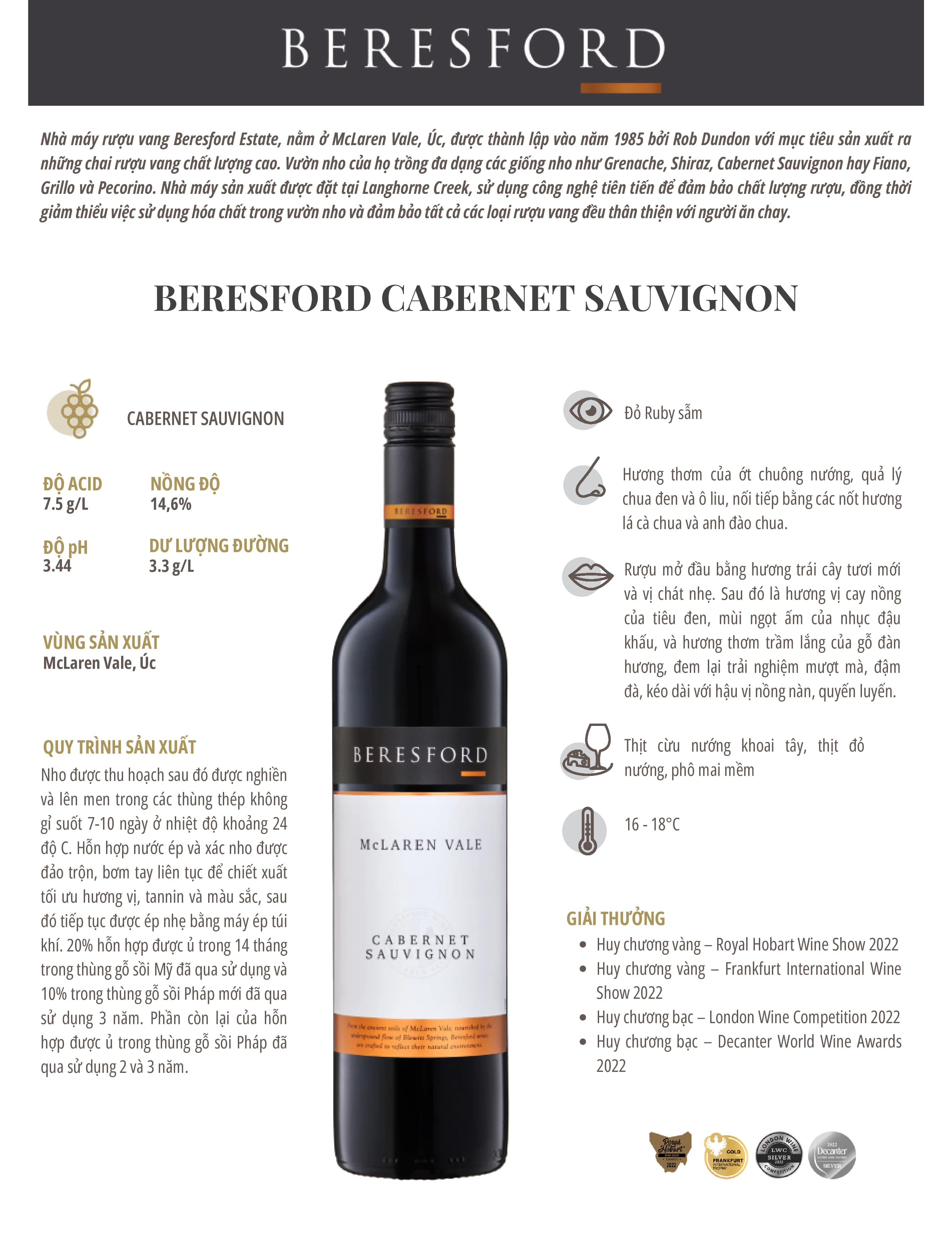 Tasting Notes Beresford Cabernet Sauvignon
