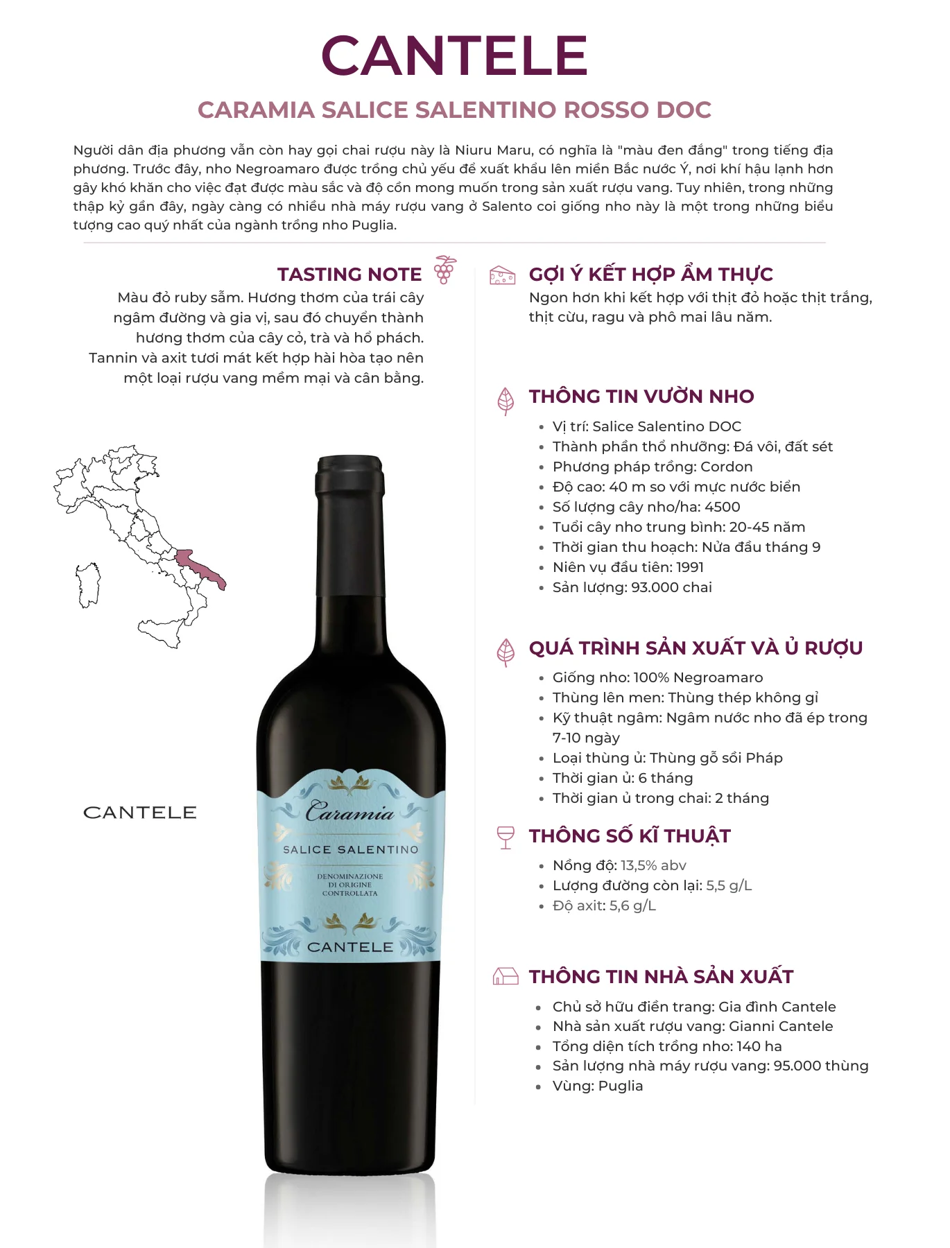 Tasting Notes Cantele Caramia