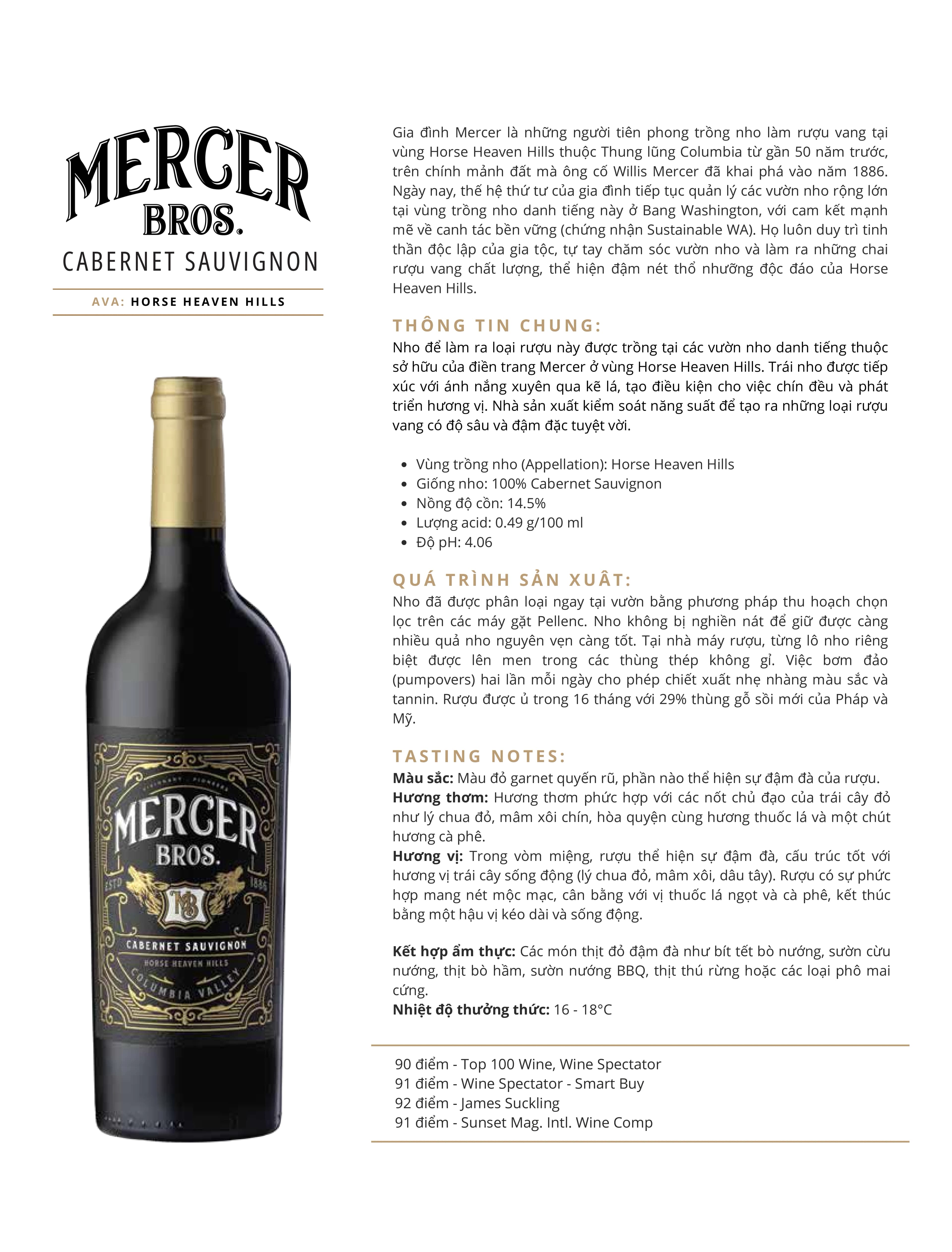 Tasting Notes Mercer Cabernet Sauvignon