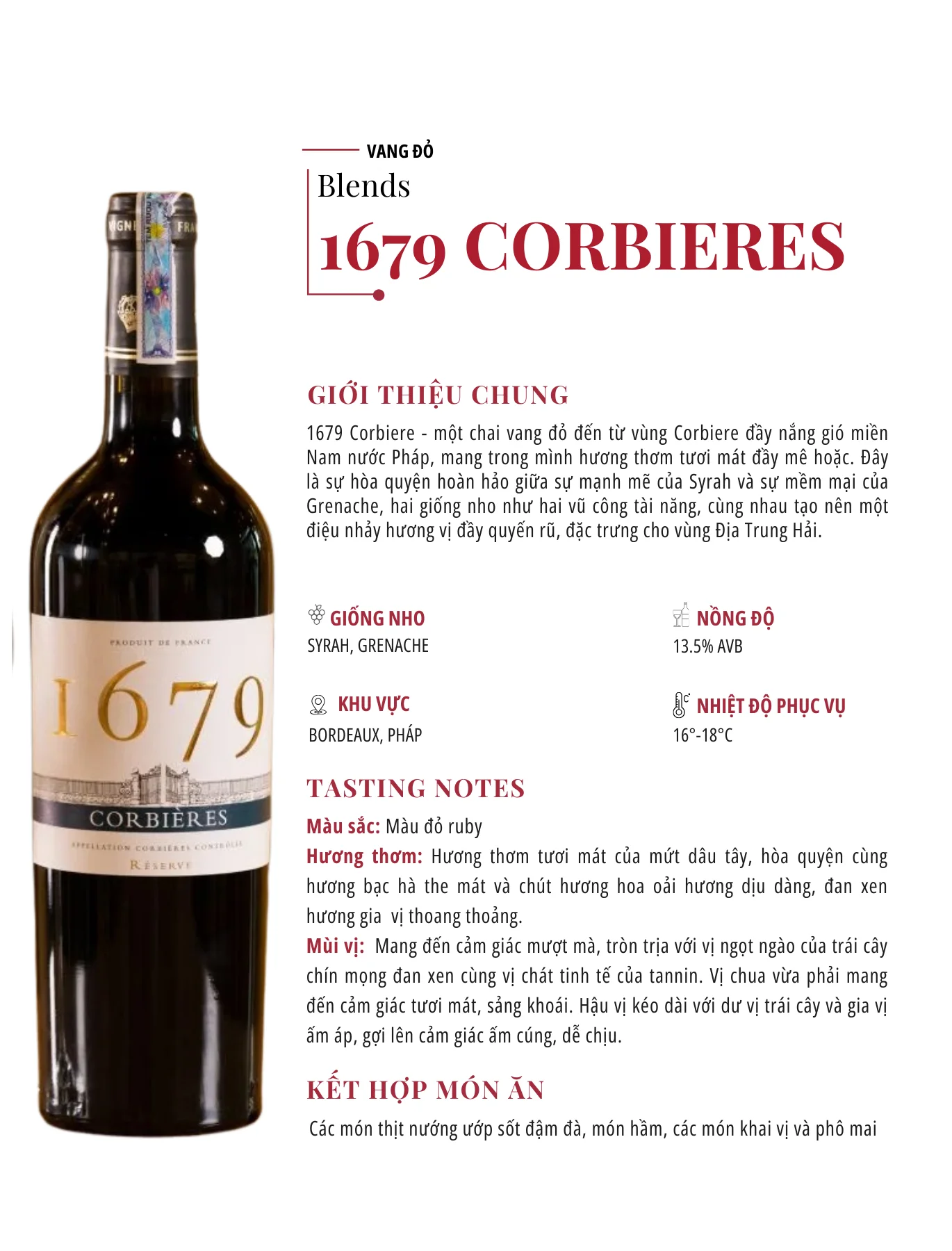 Tasting Notes 1679 Corbieres