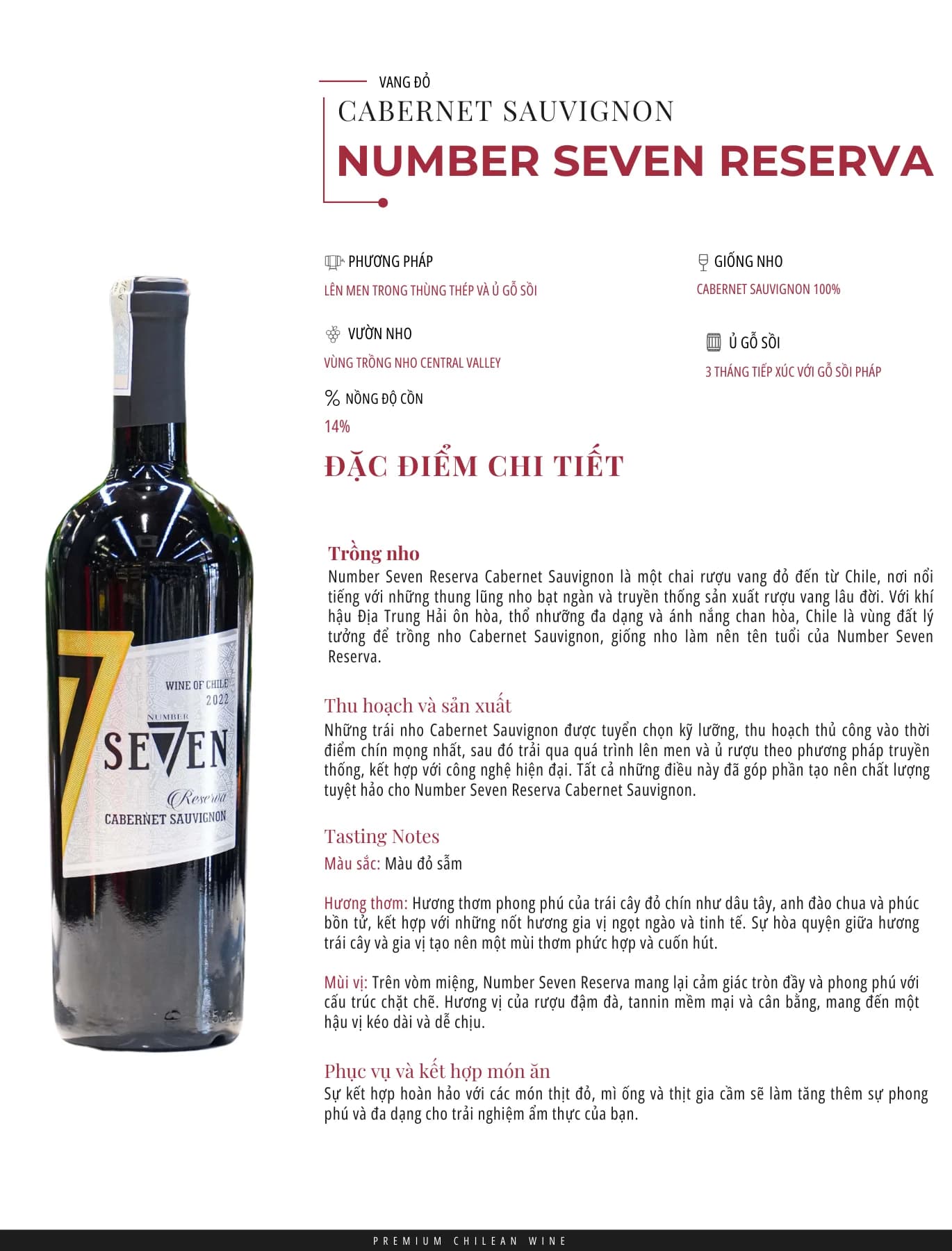 Tasting Notes Cabernet Sauvignon Number Seven Reserva