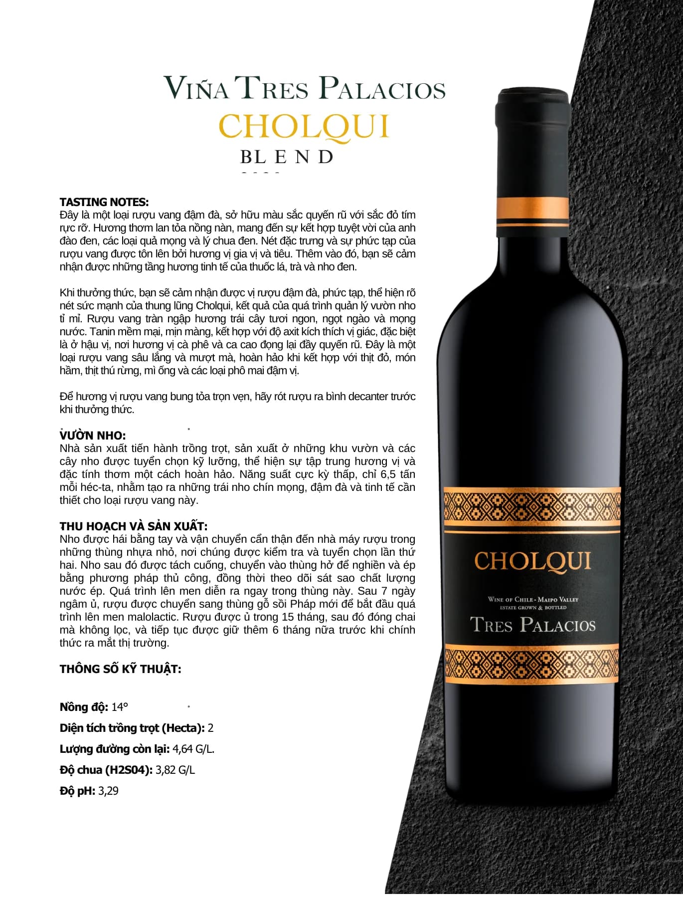 Tasting Notes Tre Palacios Cholqui