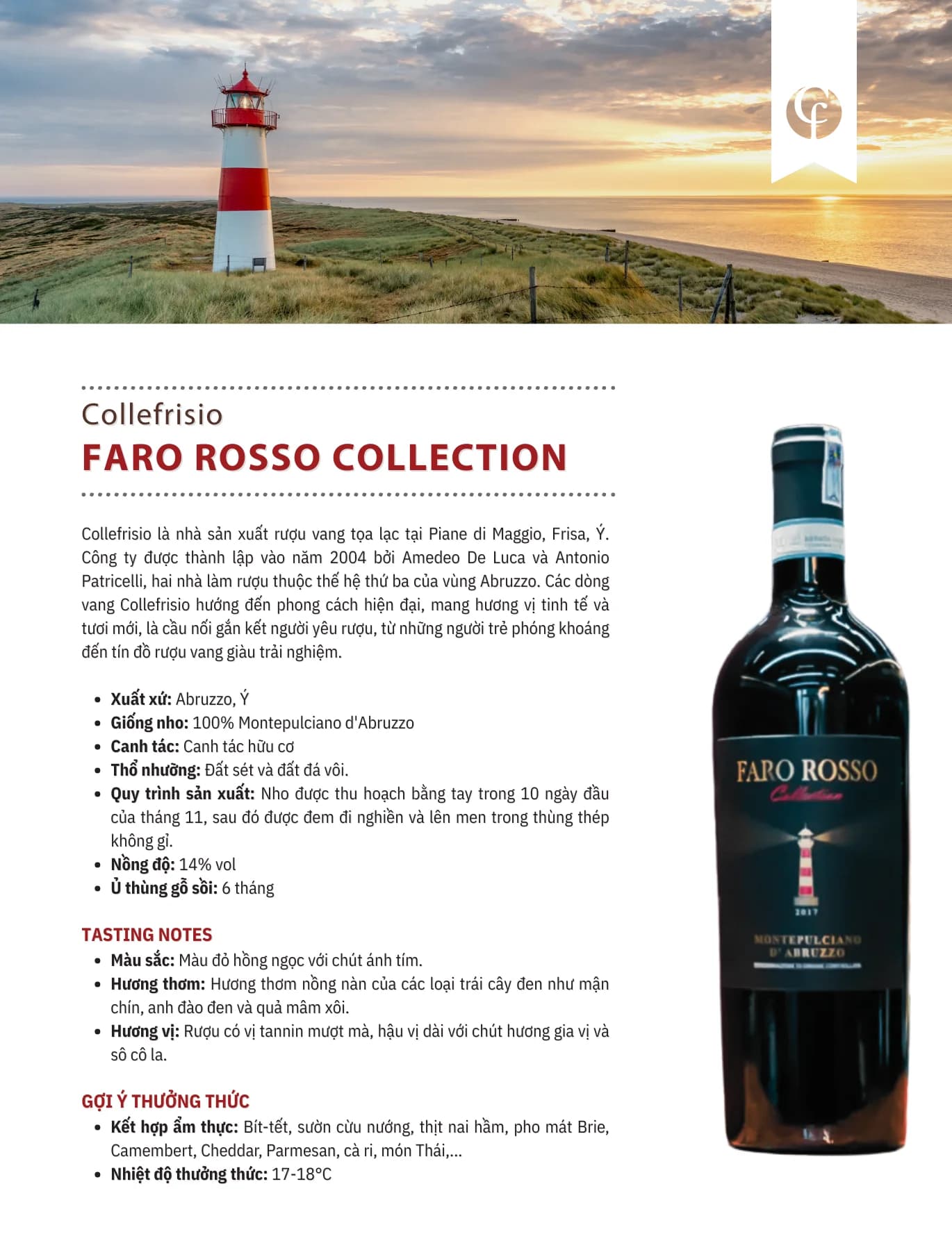 Tasting Notes Collefrisio Faro Rosso Collection