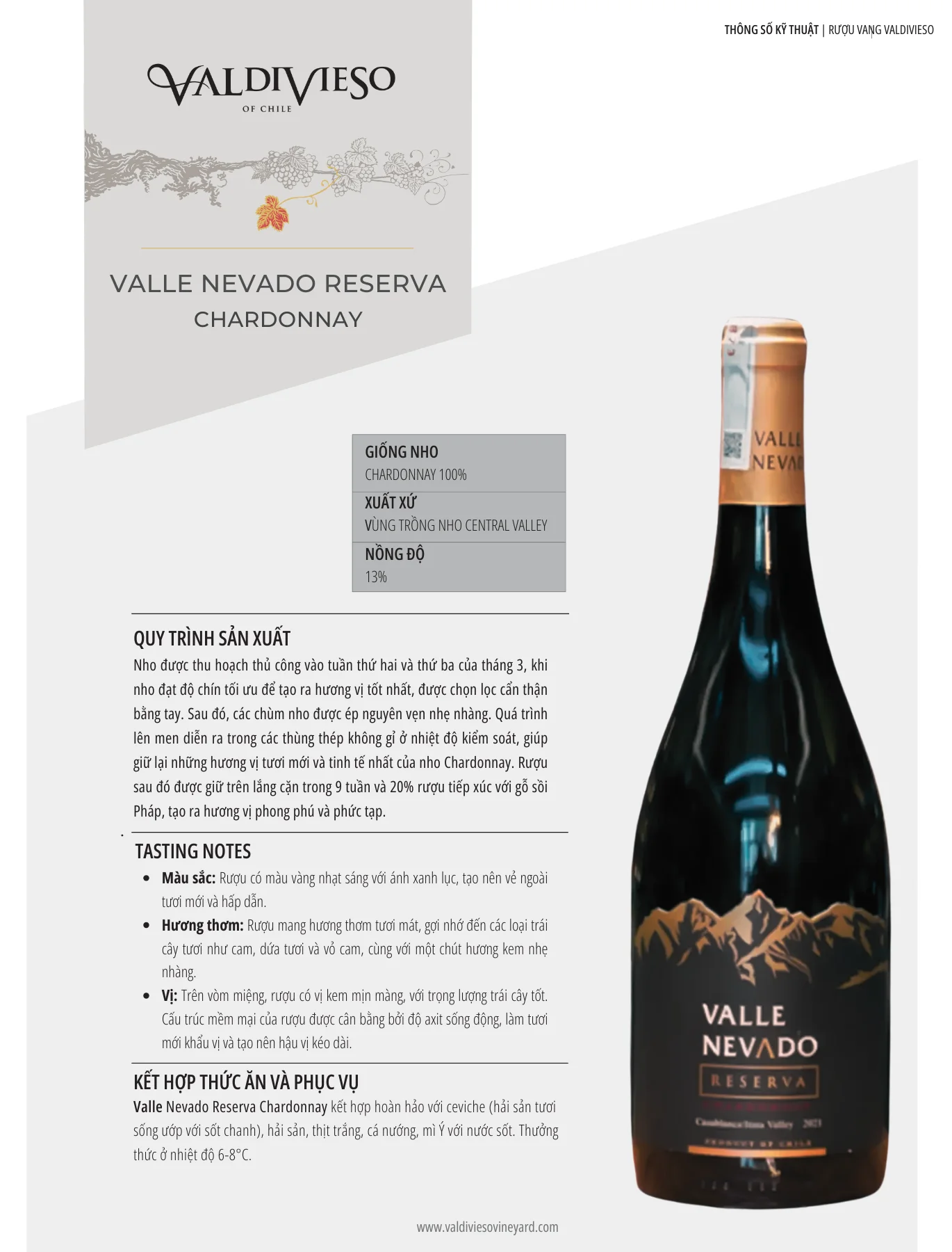 Tasting Notes Valle Nevado Reserva Chardonnay